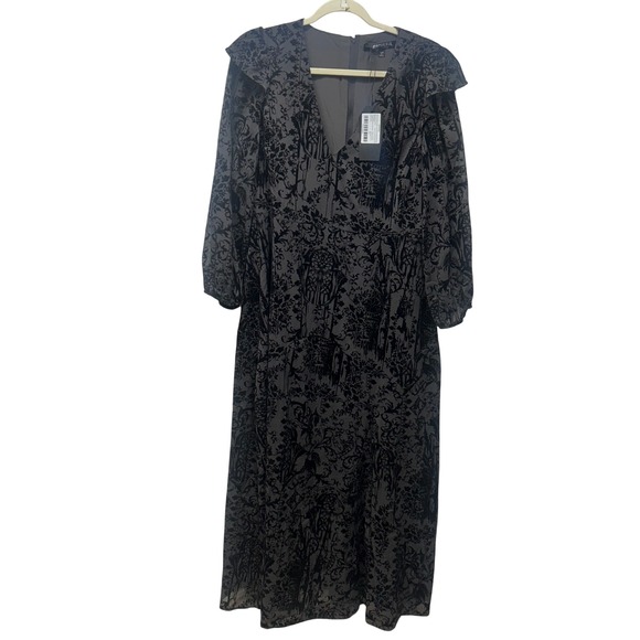 NWT Disturbia Thorned Flocked Chiffon Castle Print Frill Neck Maxi Dress 12 - Picture 3 of 12